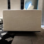 Modern Large-Scale Modular Sectional Sofa with Channel-Tufted Backrest, Integrated Wood Side Cabinet & Premium Textured Fabric